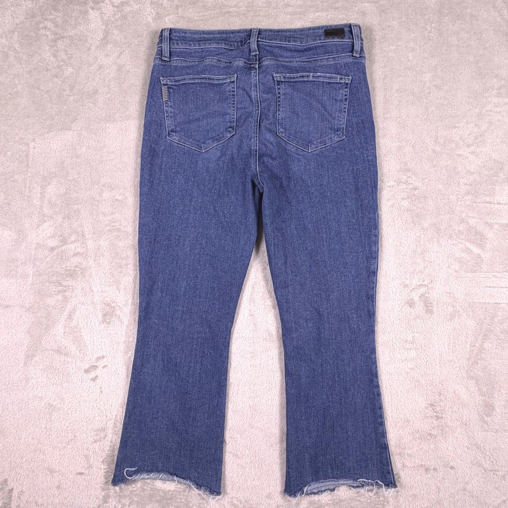 PAIGE Rory Crop Flare Jeans Blue‎ Distressed Raw Hem Size 31 (Msr 32x25) - Picture 2 of 15